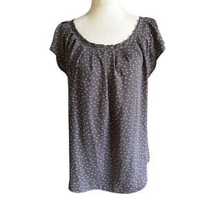 Lauren Conrad Gray Printed Tie Bow Top Women's Blouse Size Small | 41-61